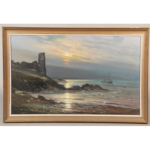 448 - D. Royle, 'Greenan Castle', oil on board, 37cm x 60cm (44cm x 67cm)