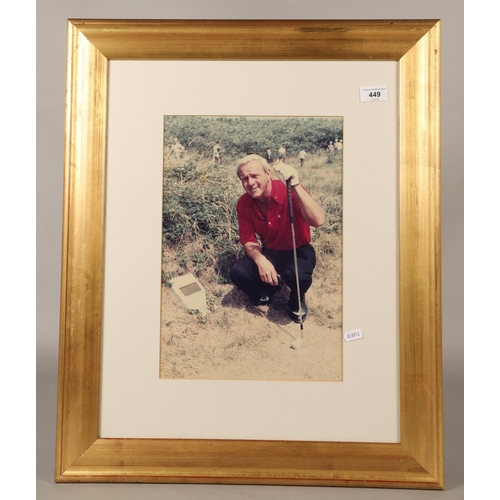 449 - Five framed golf-related pictures to include Arnold Palmer, the Old Course, Prestwick, etc