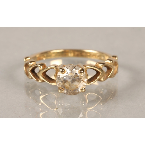 64 - 14 ct gold and Zirconia ring.ring size N