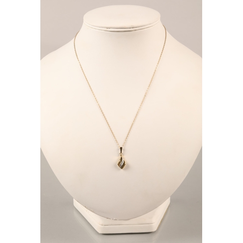 76 - 9ct gold chain with pendent with diamond chips