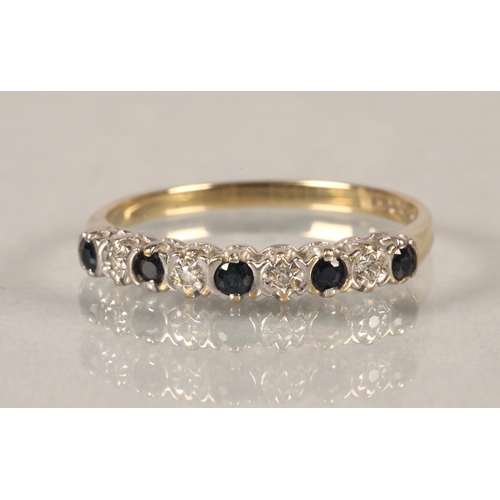 87 - 9 ct diamond and sapphire ring, ring size L