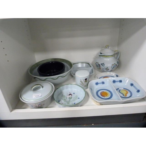 113 - Collection of Buchan stoneware to include dishes, tureen and cover, water pot, bowls, jar and cover ... 