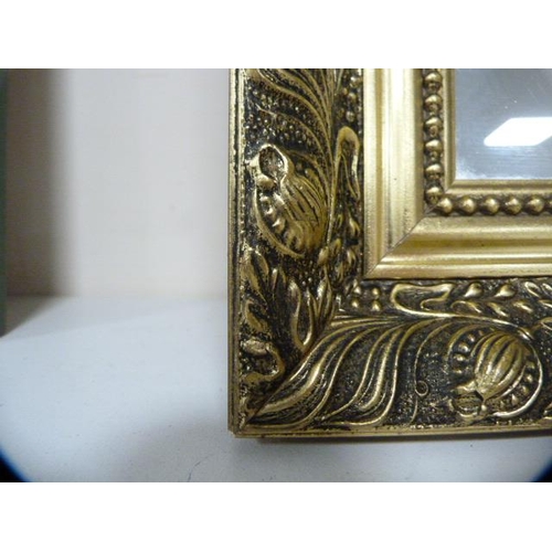 118 - Reproduction gilt framed wall mirror, print after Monet and a contemporary wall hanging.  (3)