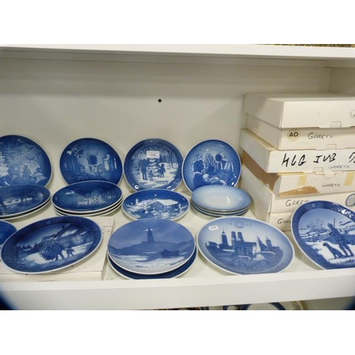 119 - Collection of 1970s and later Royal Copenhagen Christmas plates (one shelf).