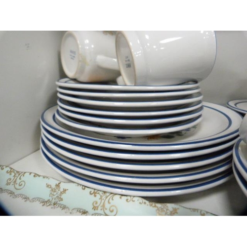 125A - Mexican part breakfast set, floral decorated tea set etc (one shelf).