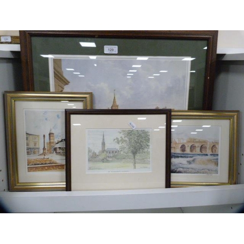 129 - Limited edition signed prints of local scenes (one shelf).  (4)