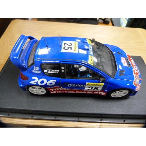 130 - Box of model cars, mainly Chinese models, to include Aston Martin Vanquish, Triumph GT6, Clarion 206... 