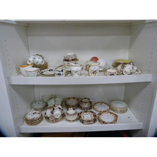 132 - Collection of assorted teawares to include Salisbury, Tuscan etc (two shelves).