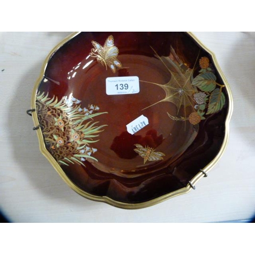 139 - Carlton Ware Rouge Royale spider's web dish, and a similar Rouge Royale table lamp and shade (a/f). ... 