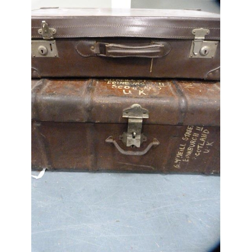 148 - Vintage tin travel trunk and a vintage travel case.  (2)