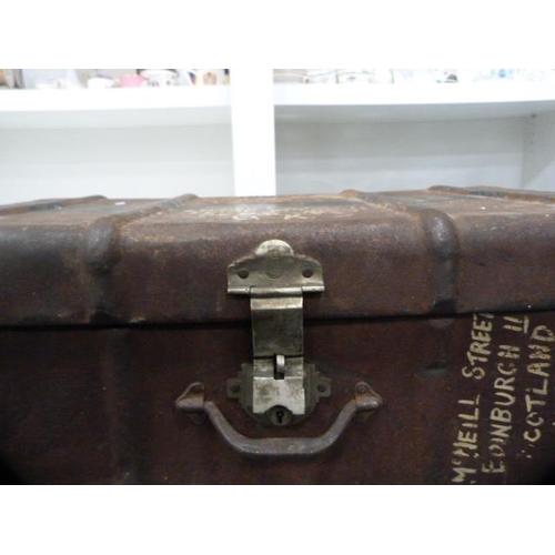 148 - Vintage tin travel trunk and a vintage travel case.  (2)