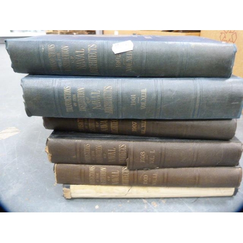 160 - Six volumes of Transactions of the Institutions of Naval Architects, 1901, 1902, 1907, 1908, 1909 an... 