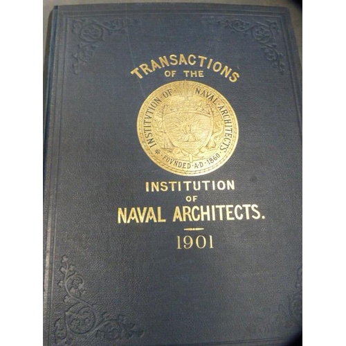 160 - Six volumes of Transactions of the Institutions of Naval Architects, 1901, 1902, 1907, 1908, 1909 an... 