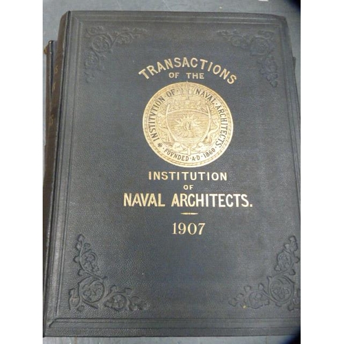 160 - Six volumes of Transactions of the Institutions of Naval Architects, 1901, 1902, 1907, 1908, 1909 an... 