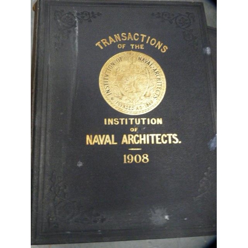 160 - Six volumes of Transactions of the Institutions of Naval Architects, 1901, 1902, 1907, 1908, 1909 an... 