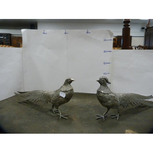 168 - Table pheasants, EP punch bowl, cream and sugar, pair of bon-bon dishes, pin dish, condiments, stain... 