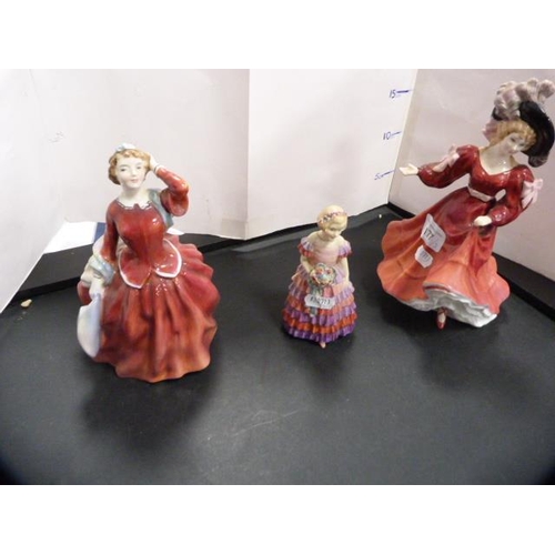 177 - Three Royal Doulton figures, 'Patricia', 'Blithe Morning' and 'Little Bridesmaid' (a/f), potted by D... 