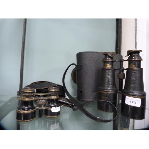 179 - Pair of cased WWI period field binoculars by Watson & Sons of London, a smaller pair of field gl... 