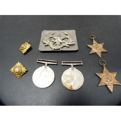 212 - WWII war and defence medal, Italy star and George VI star etc.