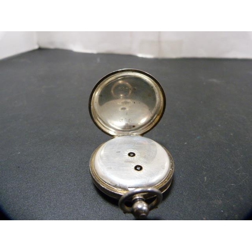 214 - Victorian silver open face fob watch, 47g gross.