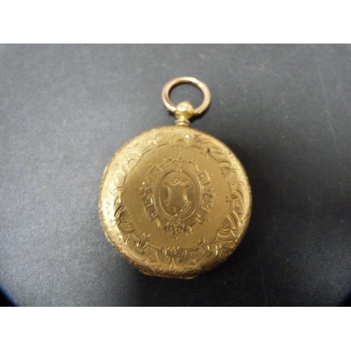 217 - Victorian 18ct gold pocket watch case and movement, 40g gross.