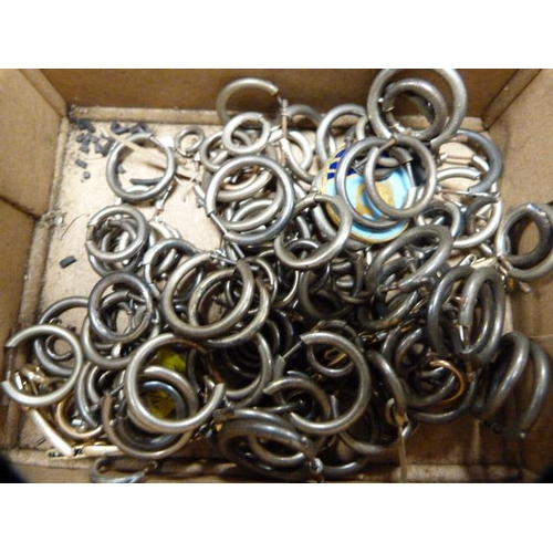 227 - Group of silver and metal jewellery accessories to include silver ring link catches, safety pins on ... 