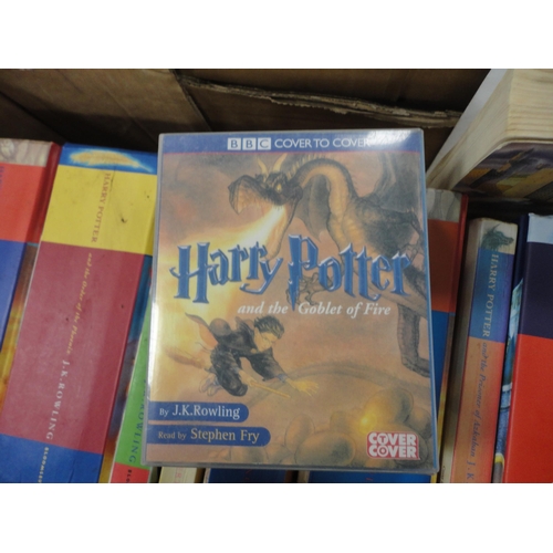 270 - Box of Harry Potter paperback books and two framed pictures etc.