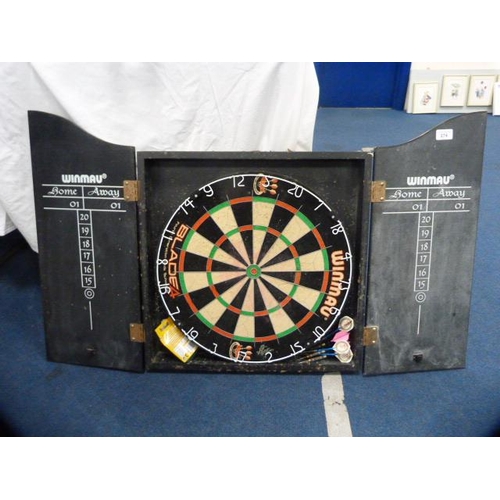 274 - Winmau dart board with darts and travel case.