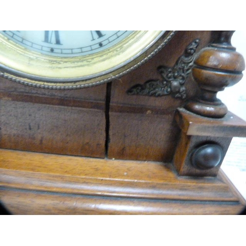 278 - German walnut-cased twin train mantel clock.