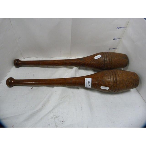 279 - Pair of vintage juggling clubs.