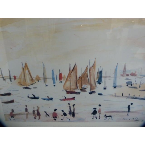 284 - After LS Lowry RA Yachts 1959Limited edition print, no. 672/850, reproduced from the original waterc... 