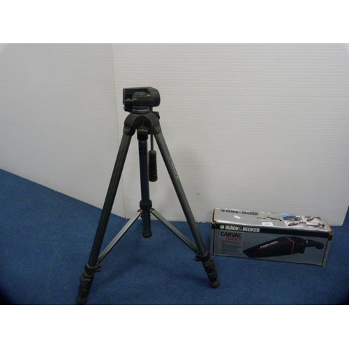 285 - Boxed Black & Decker Carvac Super, and a camera tripod.  (2)