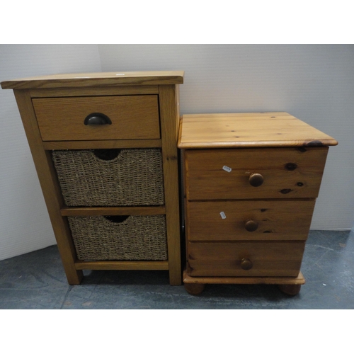 291 - Contemporary cabinet by Wiltshire, and a pine bedside cabinet.  (2)