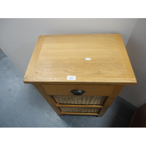 291 - Contemporary cabinet by Wiltshire, and a pine bedside cabinet.  (2)