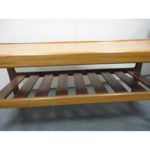 305 - Teak coffee table and a mahogany piecrust-edge window table.  (2)