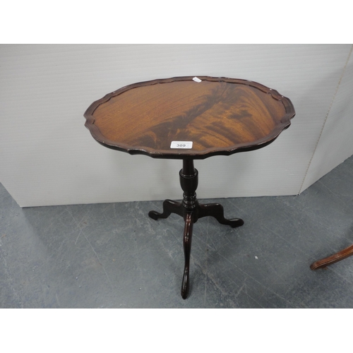 309 - Mahogany occasional table on tripod supports and another.  (2)