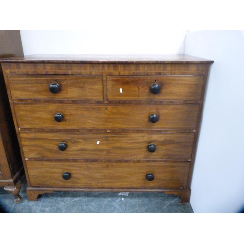 316 - Georgian mahogany chest of two short and three long drawers.