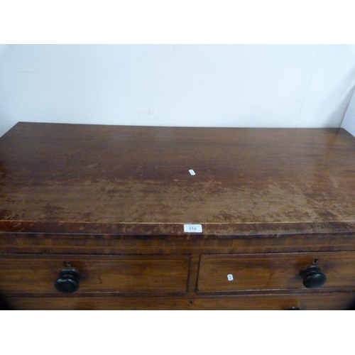 316 - Georgian mahogany chest of two short and three long drawers.