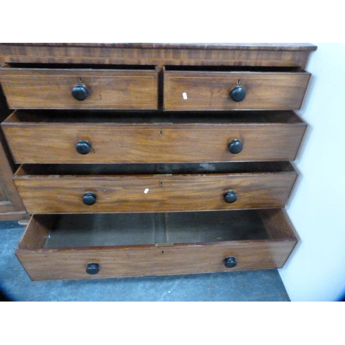 316 - Georgian mahogany chest of two short and three long drawers.