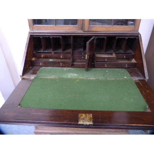 318 - George III and later mahogany bureau bookcase.