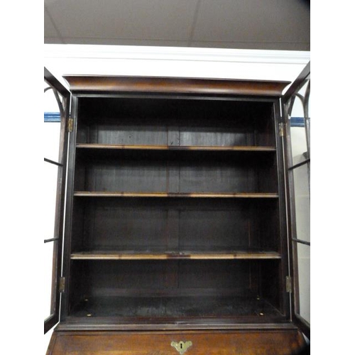 318 - George III and later mahogany bureau bookcase.