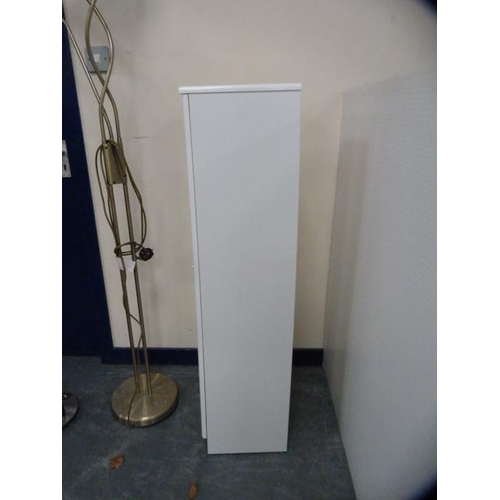 319 - Contemporary white laminate-effect cupboard, a contemporary uplighter and a similar floor lamp.  (3)