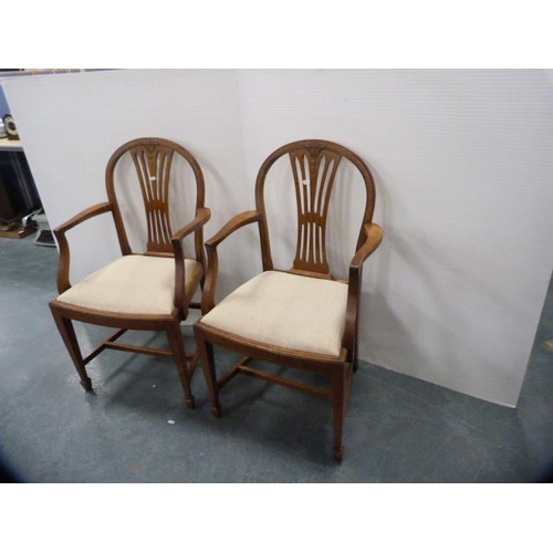 320 - Set of eight wheatsheaf dining chairs, including two carvers, and a reproduction twin-pedestal dinin... 