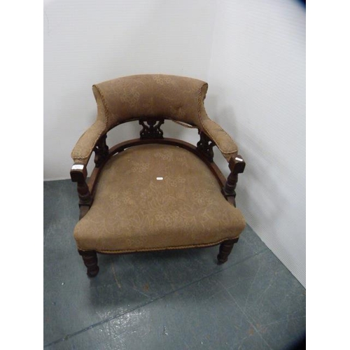 323 - Late Victorian mahogany drawing room armchair.