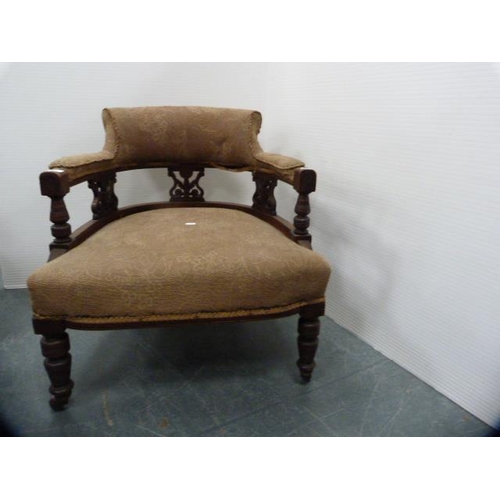 323 - Late Victorian mahogany drawing room armchair.