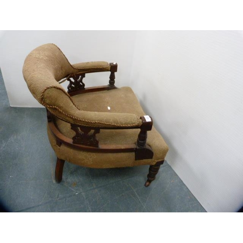 323 - Late Victorian mahogany drawing room armchair.