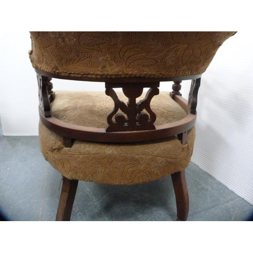 323 - Late Victorian mahogany drawing room armchair.