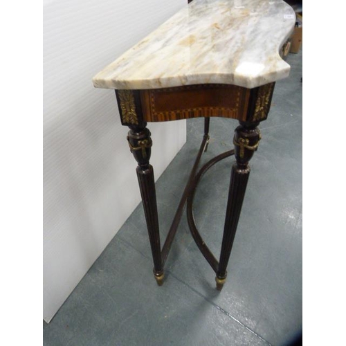 325 - Reproduction Louis XVI style console table with simulated marble top.