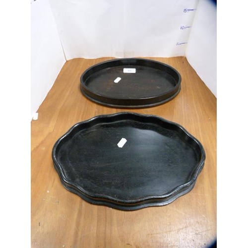 62 - Two Chinese-style hardwood trays.