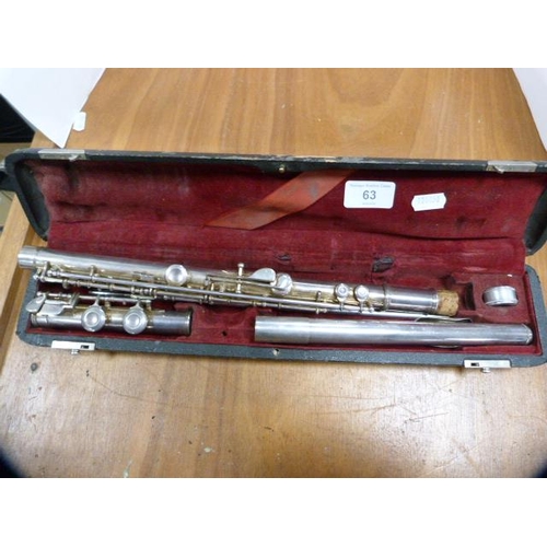 63 - Kohlert flute, in fitted case.